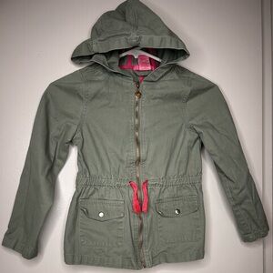 Isaac Mizrahi Kids Olive Hooded Jacket with Coral Accents